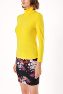 Yellow Turtleneck woven  blouse  19665