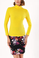 Yellow Turtleneck woven  blouse  19665