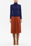 Navy Blue Turtleneck woven  blouse  19665