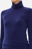 Navy Blue Turtleneck woven  blouse  19665