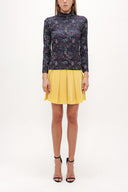 Patterned Turtleneck woven  blouse  19665