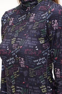 Patterned Turtleneck woven  blouse  19665