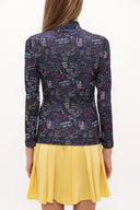 Patterned Turtleneck woven  blouse  19665