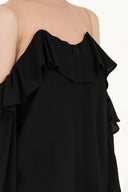 Black Lace-up cold shoulder blouse  19669