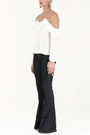 White Lace-up cold shoulder blouse  19669