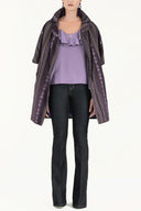 Purple Lace-up cold shoulder blouse  19669