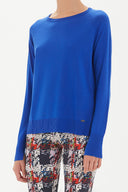 Sax Crew neck  knit sweater 28760