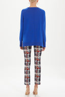 Sax Crew neck  knit sweater 28760