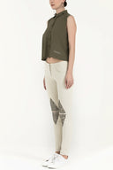 Khaki Crystal  gem  blouse  19681