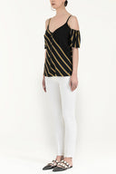 Black Wrap-over  strappy  blouse  19689