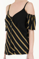 Black Wrap-over  strappy  blouse  19689