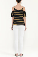 Black Wrap-over  strappy  blouse  19689