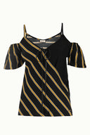 Black Wrap-over  strappy  blouse  19689