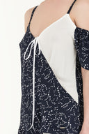 Navy Blue Wrap-over  strappy  blouse  19689