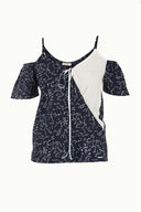 Navy Blue Wrap-over  strappy  blouse  19689