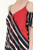 Striped Wrap-over  strappy  blouse  19689