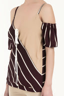 Burgundy Wrap-over  strappy  blouse  19689