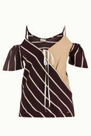 Burgundy Wrap-over  strappy  blouse  19689