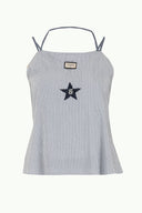Navy Blue Star  gem  strappy  blouse  19690