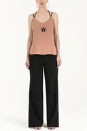 Camel Hair Star  gem  strappy  blouse  19690