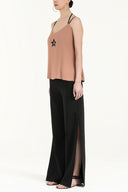 Camel Hair Star  gem  strappy  blouse  19690