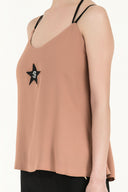 Camel Hair Star  gem  strappy  blouse  19690