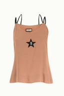 Camel Hair Star  gem  strappy  blouse  19690