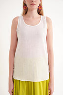 White Printed wide cut sleeveless blouse 19692