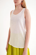 White Printed wide cut sleeveless blouse 19692