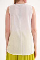 White Printed wide cut sleeveless blouse 19692