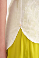 White Printed wide cut sleeveless blouse 19692