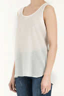 White Printed wide cut sleeveless blouse 19692