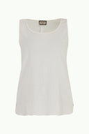 White Printed wide cut sleeveless blouse 19692