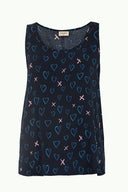 Navy Blue Printed wide cut sleeveless blouse 19692