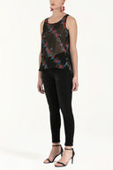 Red Printed wide cut sleeveless blouse 19692