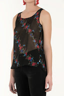 Red Printed wide cut sleeveless blouse 19692