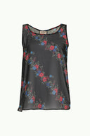 Red Printed wide cut sleeveless blouse 19692