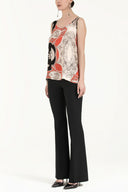 Beige Printed wide cut sleeveless blouse 19692