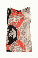 Beige Printed wide cut sleeveless blouse 19692