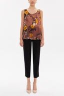 Salmon Printed wide cut sleeveless blouse 19692