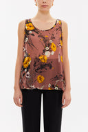 Salmon Printed wide cut sleeveless blouse 19692