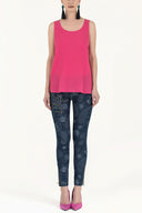 Pink Printed wide cut sleeveless blouse 19692