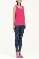 Pink Printed wide cut sleeveless blouse 19692