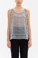 Plaid Printed wide cut sleeveless blouse 19692