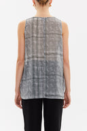 Plaid Printed wide cut sleeveless blouse 19692