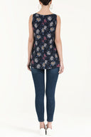 Floral Printed Printed wide cut sleeveless blouse 19692