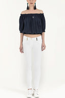 Navy Blue Elastic mini blouse 19693