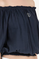 Navy Blue Elastic mini blouse 19693