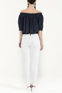 Navy Blue Elastic mini blouse 19693