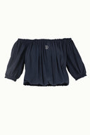 Navy Blue Elastic mini blouse 19693